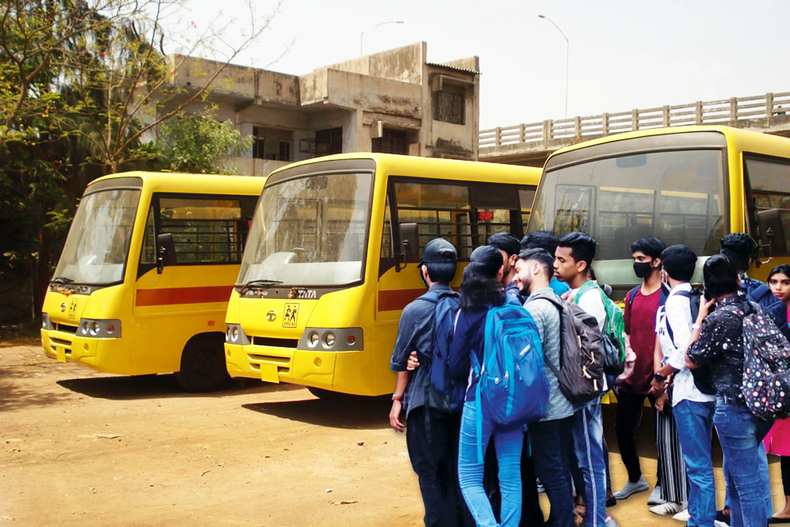 Paathshala Coaching Students and bus